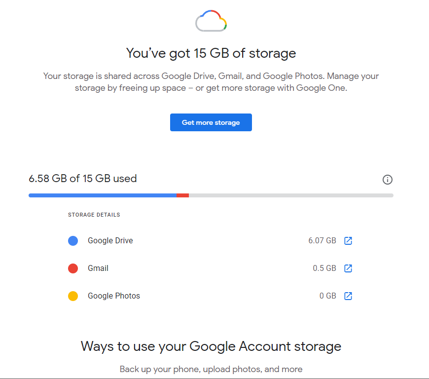Cách dọn dẹp hộp thư Gmail nhanh nhất 2 Google One storage tab