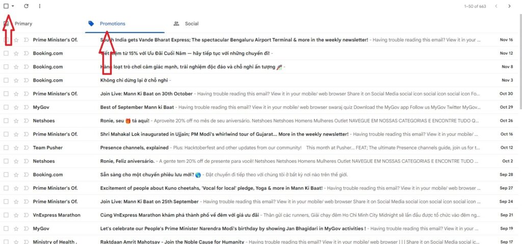 Cách dọn dẹp hộp thư Gmail nhanh nhất 3 gmail select