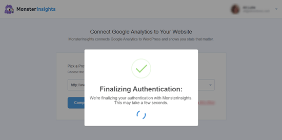Kết nối MonsterInsights với Google Analytics - quy trình xác thực MonsterInsights