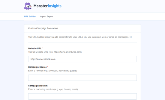 Trình tạo URL MonsterInsights MonsterInsights